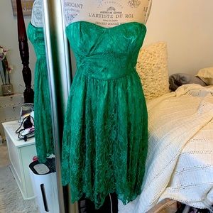 Green strapless dress